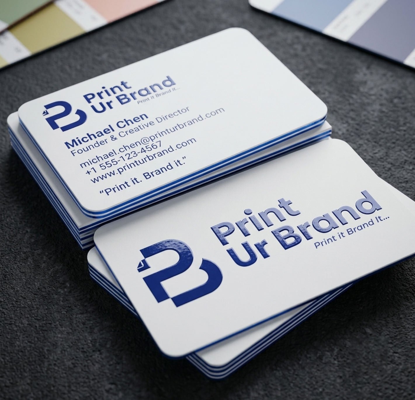 Rounded Corner Spot UV Velvet Laminated 760 Mic Business Cards - Image 3