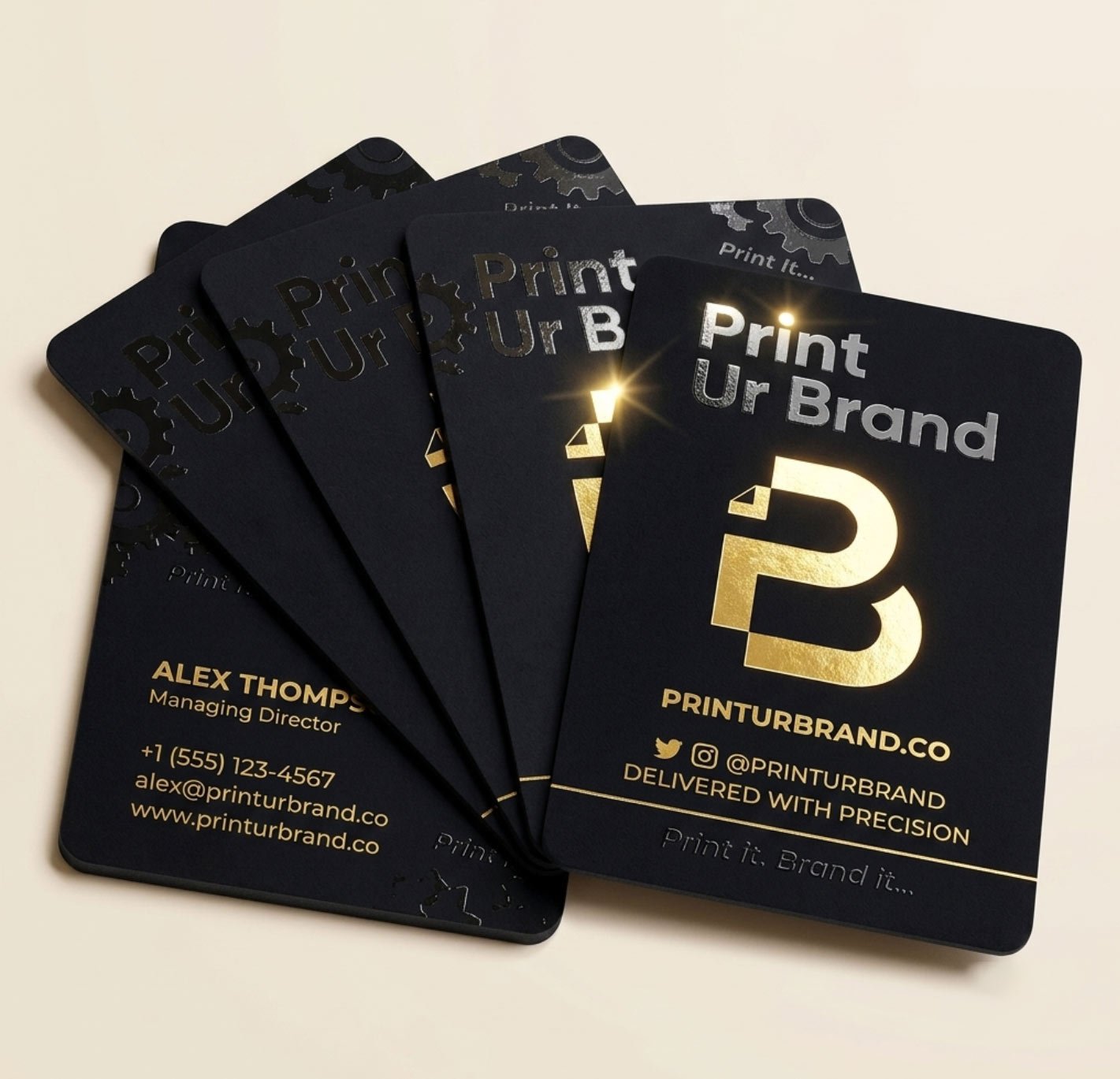 Gold Foil Spot UV Velvet Laminated 760 Mic Business Cards